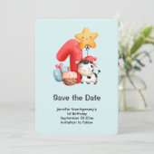 Cute Happy Koe 1e verjaardag Save The Date (Staand voorkant)