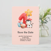Cute Happy Koe 1e verjaardag Save The Date (Staand voorkant)