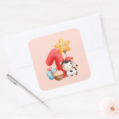 Cute Happy Koe 1e verjaardag Vierkante Sticker (Envelop)
