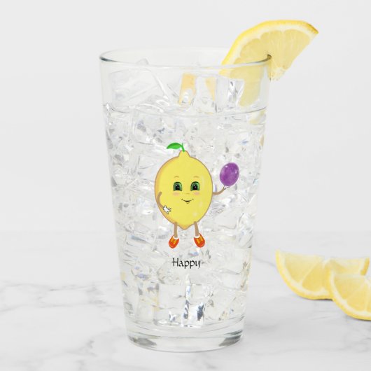 Cute happy lemon cartoon glas (Achterkant ijs)