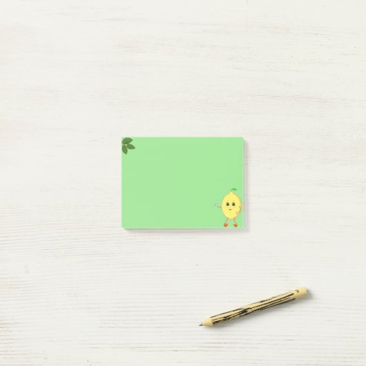 Cute happy lemon green post-it® notes (Op bureau)