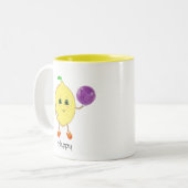 Cute happy lemon & kalligraphy tweekleurige koffiemok (Voorkant links)