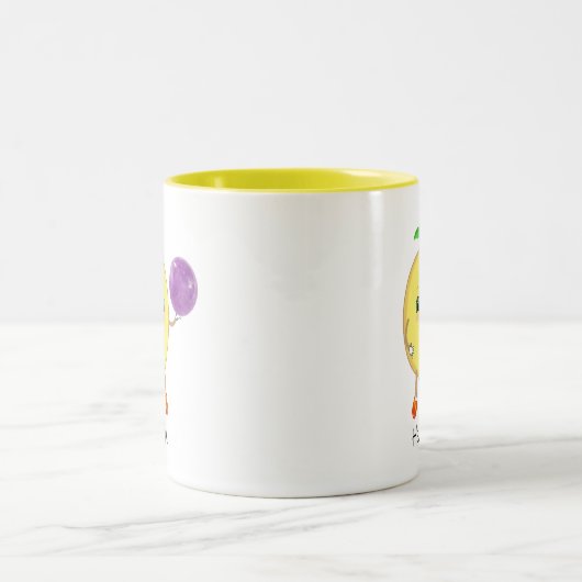 Cute happy lemon & kalligraphy tweekleurige koffiemok (Center)