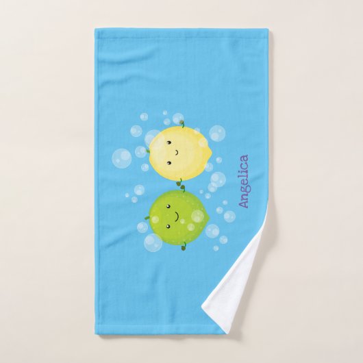 Cute happy lemon limoen illustratie bad handdoek (Handdoek)