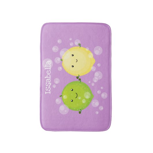Cute happy lemon limoen illustratie badmat (Voorkant Verticaal)
