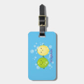 Cute happy lemon limoen illustratie bagagelabel (Voorkant verticaal)