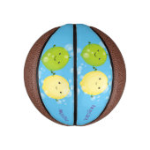 Cute happy lemon limoen illustratie basketbal (Verticaal)