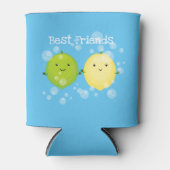 Cute happy lemon limoen illustratie blikjeskoeler (Voorkant)