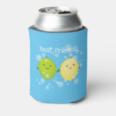 Cute happy lemon limoen illustratie blikjeskoeler (Blikje Achterkant)