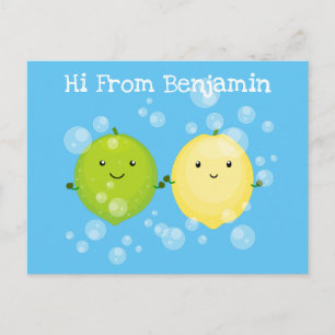 Cute happy lemon limoen illustratie briefkaart
