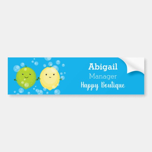 Cute happy lemon limoen illustratie bumpersticker (Voorkant)