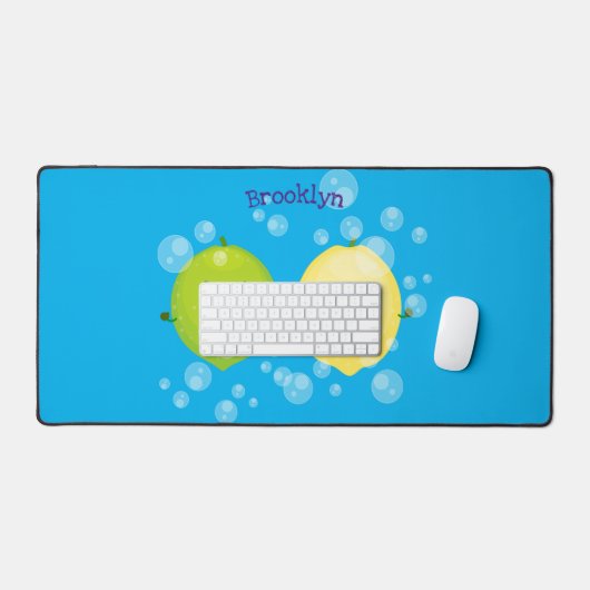 Cute happy lemon limoen illustratie bureaumat (Keyboard & Muis)