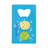 Cute happy lemon limoen illustratie creditkaart flessenopener (Voorkant)