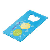 Cute happy lemon limoen illustratie creditkaart flessenopener (Voorkant Gekanteld)