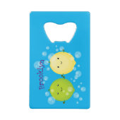 Cute happy lemon limoen illustratie creditkaart flessenopener (Achterkant)