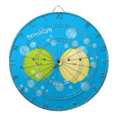 Cute happy lemon limoen illustratie dartbord (Voorkant)