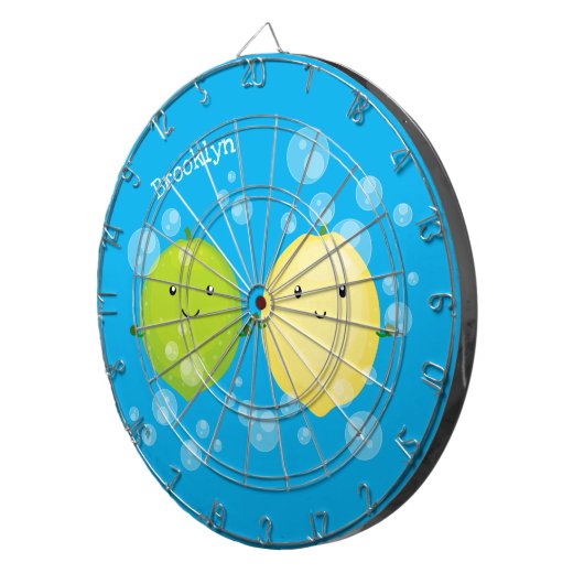 Cute happy lemon limoen illustratie dartbord (Voorkant Rechts)