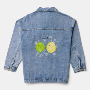 Cute happy lemon limoen illustratie denim jacket