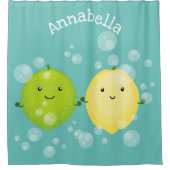 Cute happy lemon limoen illustratie douchegordijn (Voorkant)