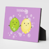 Cute happy lemon limoen illustratie fotoplaat (Zijkant)