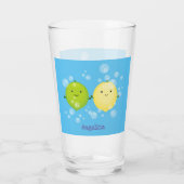 Cute happy lemon limoen illustratie glas (Achterkant)