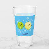 Cute happy lemon limoen illustratie glas (Voorkant)