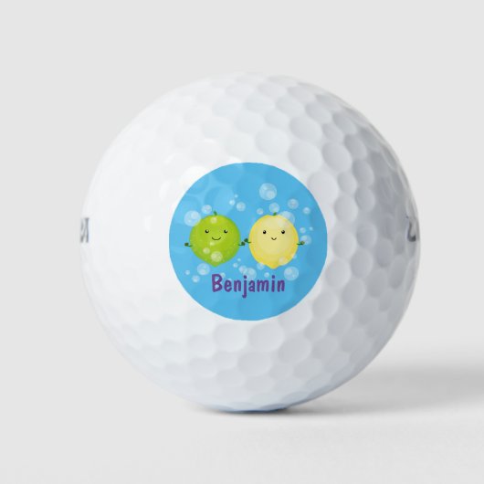 Cute happy lemon limoen illustratie golfballen (Voorkant)