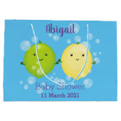 Cute happy lemon limoen illustratie groot cadeauzakje (Achterkant)