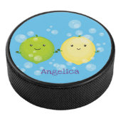 Cute happy lemon limoen illustratie hockey puck (3/4)