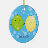 Cute happy lemon limoen illustratie keramisch ornament (Rechts)