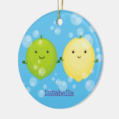 Cute happy lemon limoen illustratie keramisch ornament (Links)