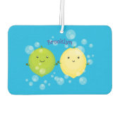 Cute happy lemon limoen illustratie luchtverfrisser (Achterkant)