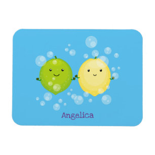 Cute happy lemon limoen illustratie magneet