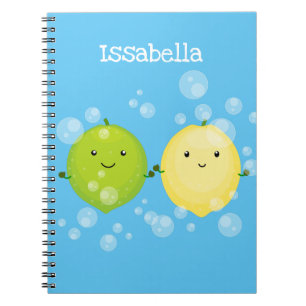 Cute happy lemon limoen illustratie notitieboek