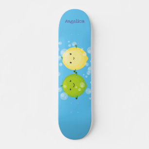 Cute happy lemon limoen illustratie persoonlijk skateboard