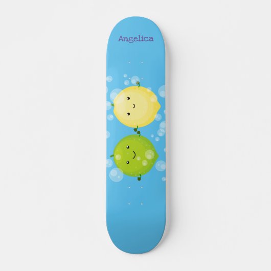 Cute happy lemon limoen illustratie persoonlijk skateboard (Voorkant)