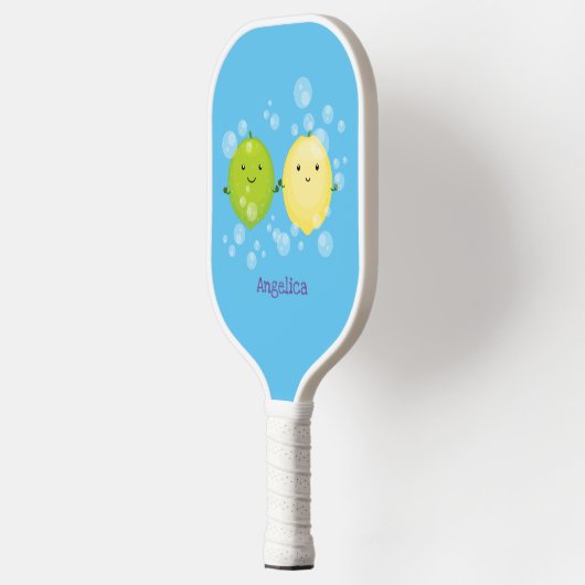 Cute happy lemon limoen illustratie pickleball paddle (Links)