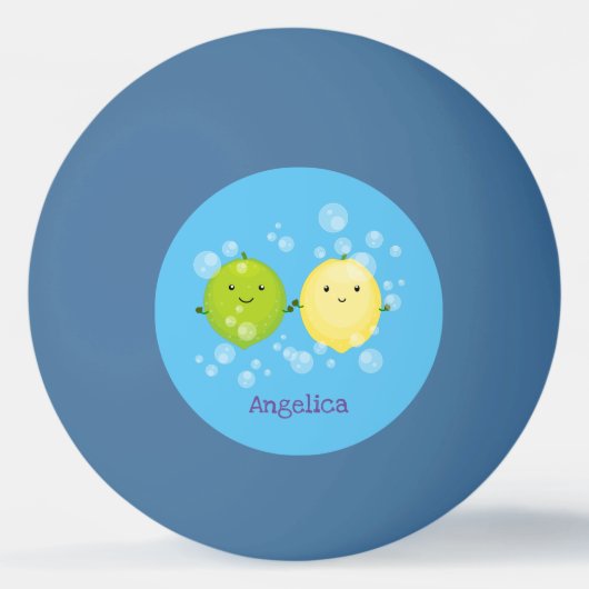 Cute happy lemon limoen illustratie pingpongbal (Voorkant)