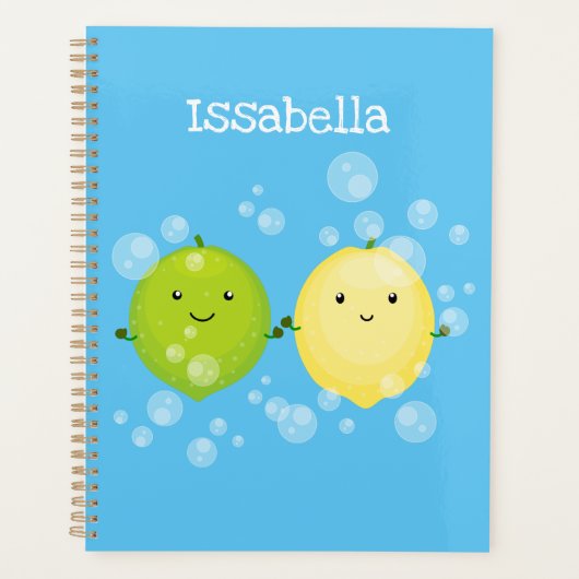 Cute happy lemon limoen illustratie planner (Voorkant)