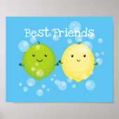 Cute happy lemon limoen illustratie poster (Voorkant)