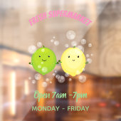 Cute happy lemon limoen illustratie raamsticker (Vel 2)