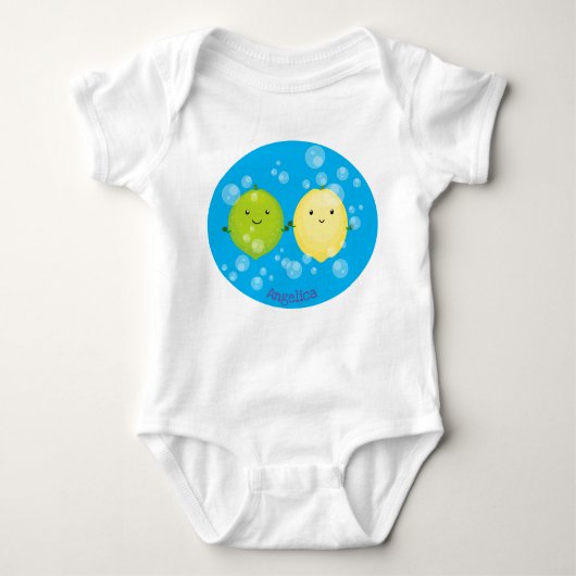 Cute happy lemon limoen illustratie romper (Voorkant)