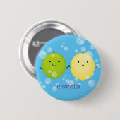Cute happy lemon limoen illustratie ronde button 5,7 cm (Voorkant /achterkant)