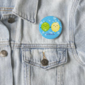 Cute happy lemon limoen illustratie ronde button 5,7 cm (In situ)