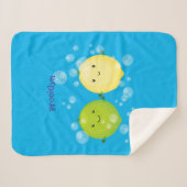 Cute happy lemon limoen illustratie sherpa deken (Voorkant (horizontaal))