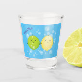 Cute happy lemon limoen illustratie shot glas (Voorkant)