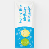 Cute happy lemon limoen illustratie spandoek (Verticaal)
