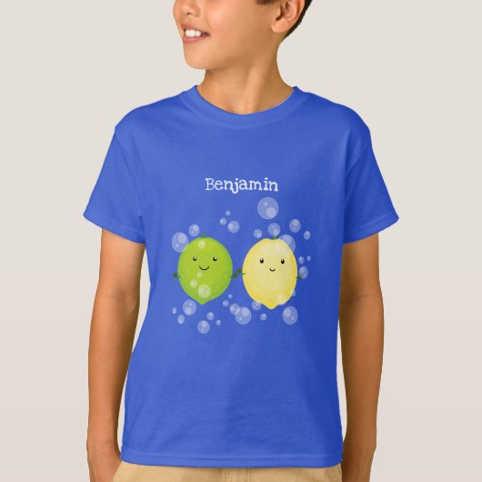 Cute happy lemon limoen illustratie t-shirt (Voorkant)