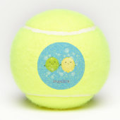 Cute happy lemon limoen illustratie tennisballen (Achterkant)