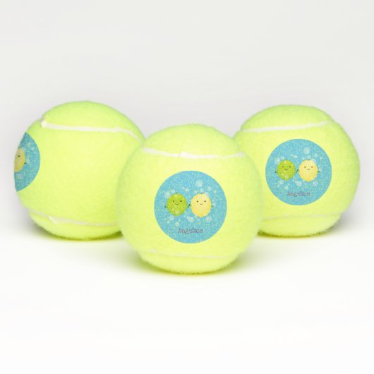 Cute happy lemon limoen illustratie tennisballen (Multi)